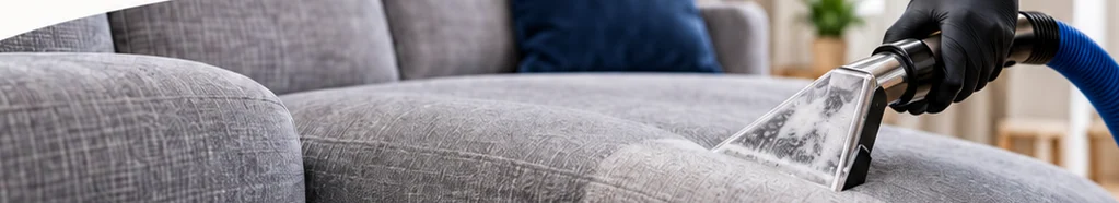 Upholstery cleaning on a fabric sofa